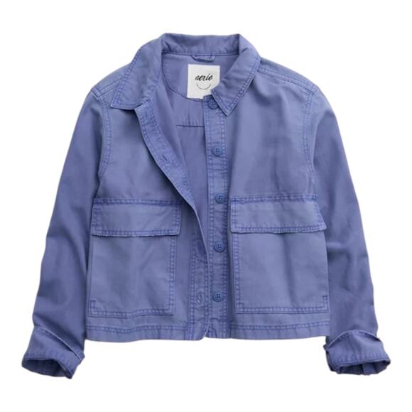 Aerie Womens size XL Canvas Button Up Lifestyle Academia Cropped Chore Jacket - Picture 1 of 8